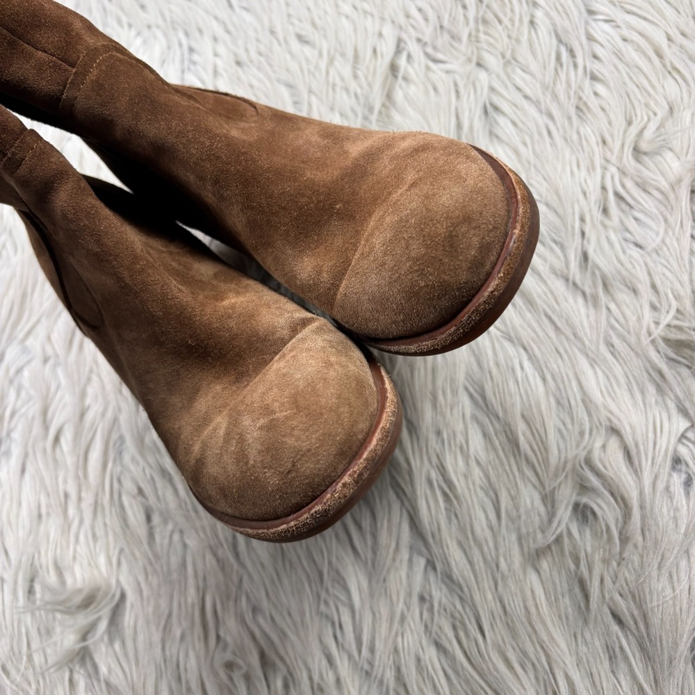 Kork-Ease Women's 6.5 Brown Tan Suede Cherna Calf Boots Boho Western Block Heel - Picture 7 of 10
